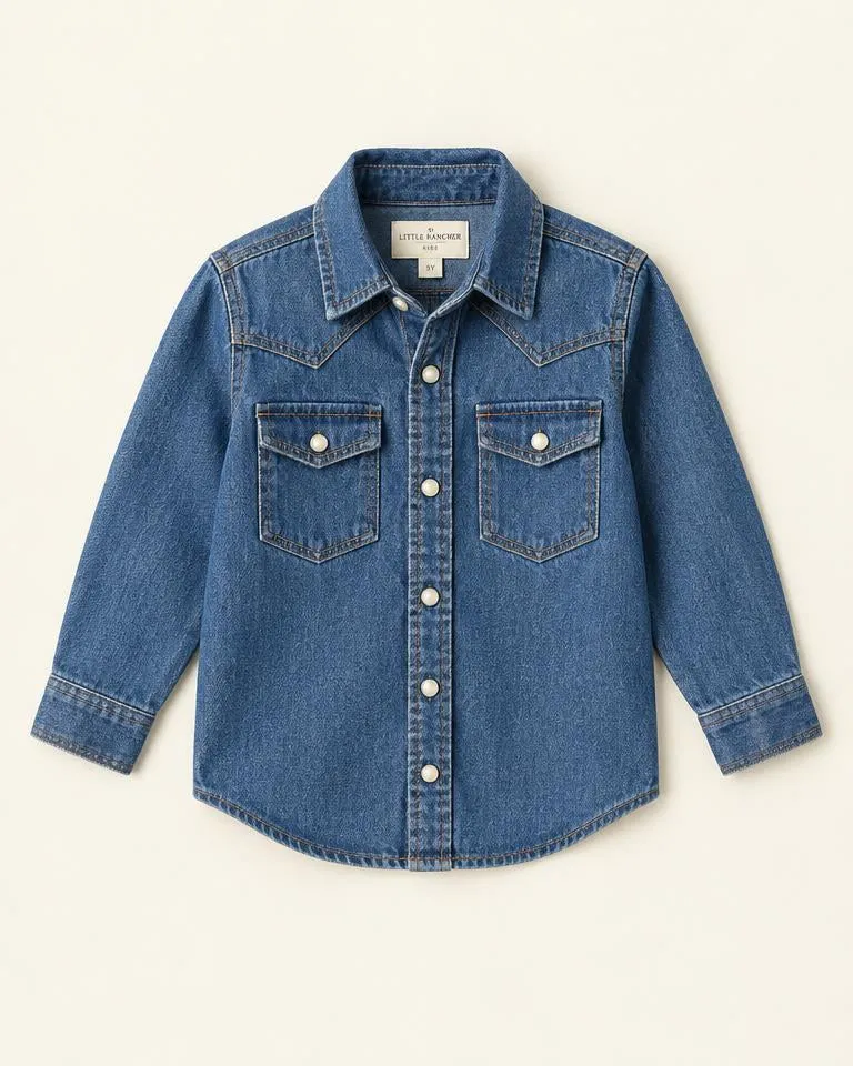 Denim Western Shirt — Blauw