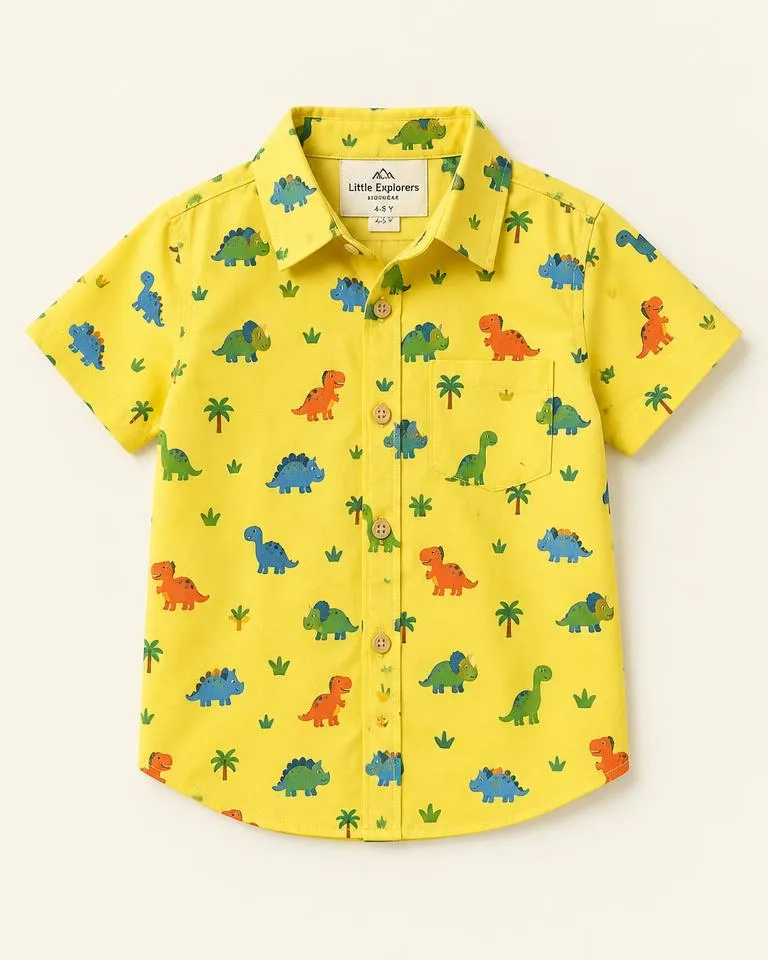 Dino Party Shirt — Geel