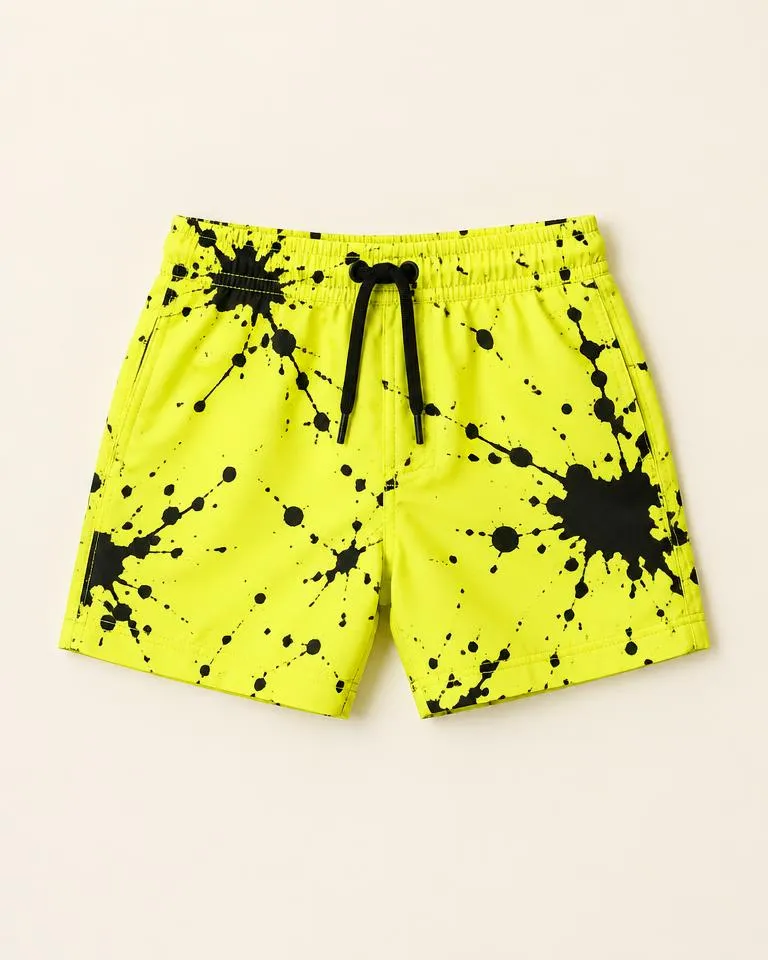 Neon Splash Trunks — Geel