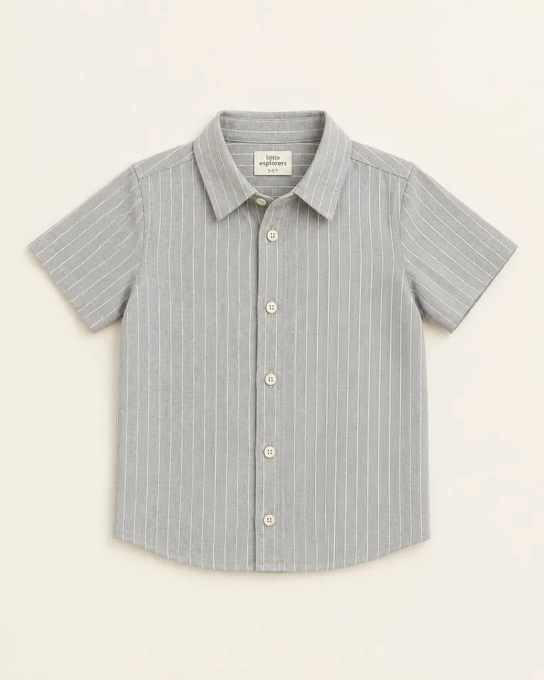 Pinstripe Short Sleeve — Grijs