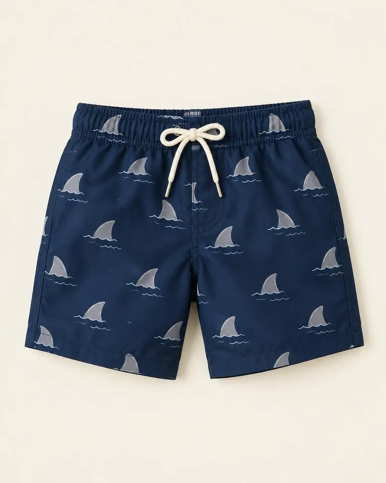 Shark Fin Swim Shorts — Navy