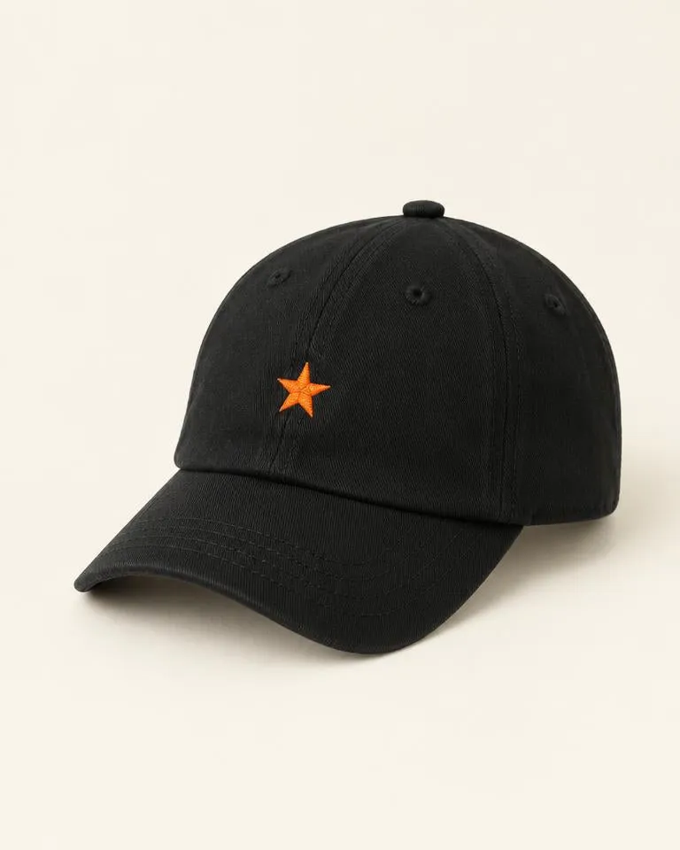 Star Six Panel Cap — Zwart