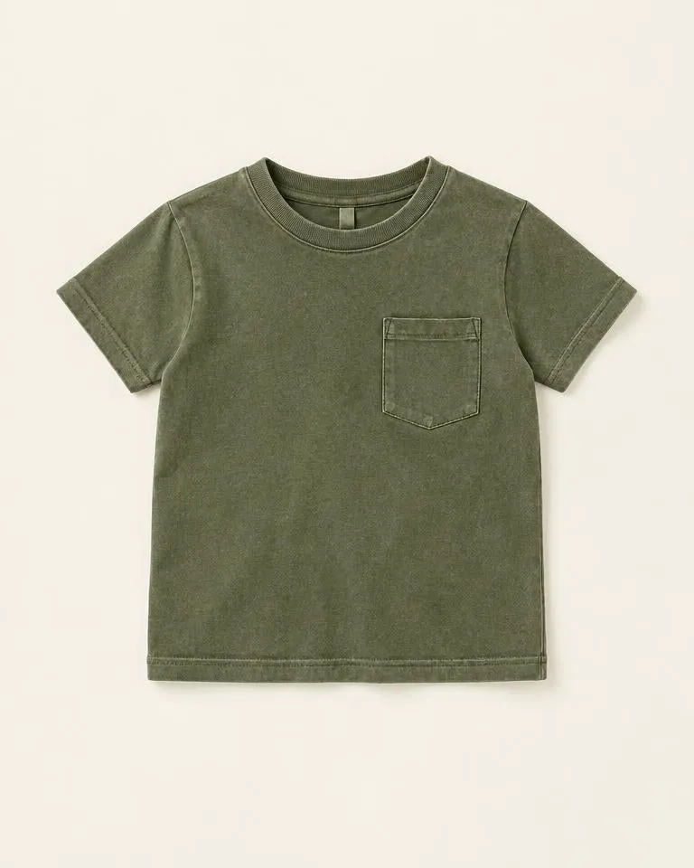 Washed Pocket Tee — Groen